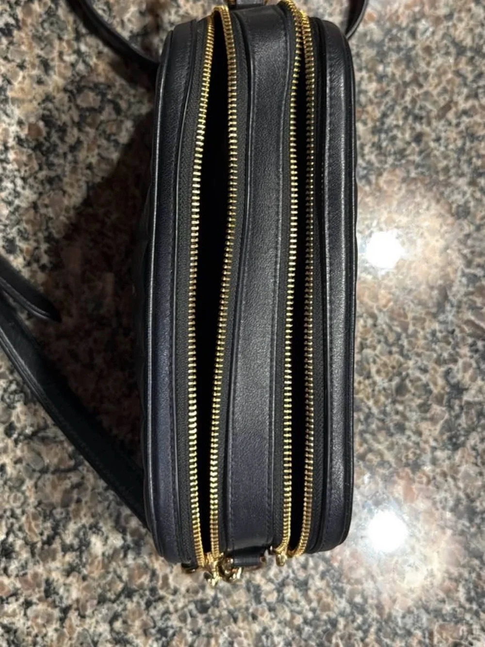 Coach Black Quilted Leather Crossbody with Gold Logo